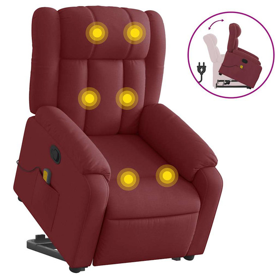 Fauteuil inclinable de massage rouge bordeaux tissu