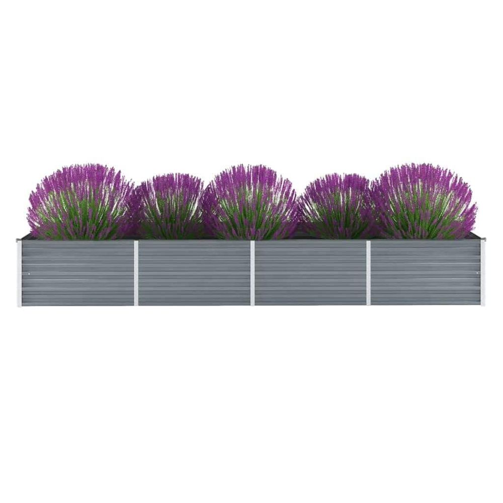 Bac potager rectangulaire xxl acier galvanisé jardin gris 320x80x45cm