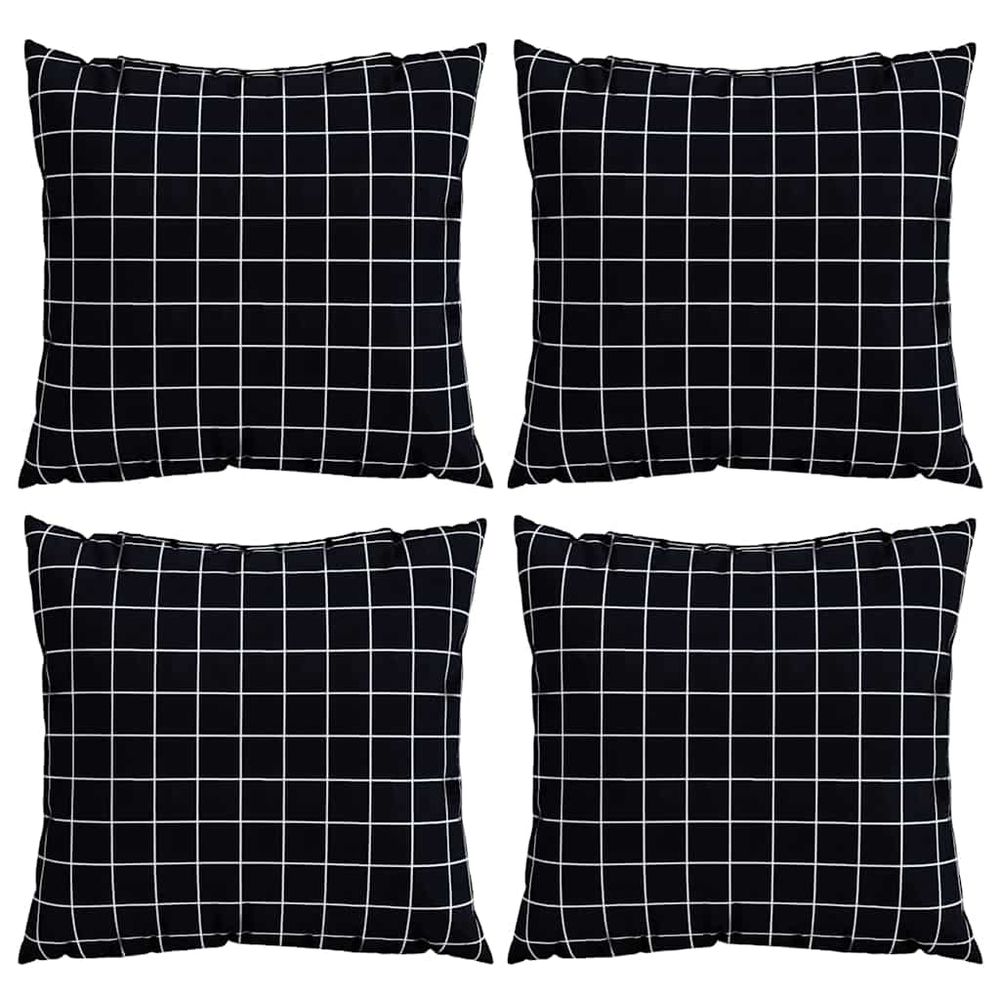 Coussins éparpillés 4 pc tissu en polyester carreaux noirs