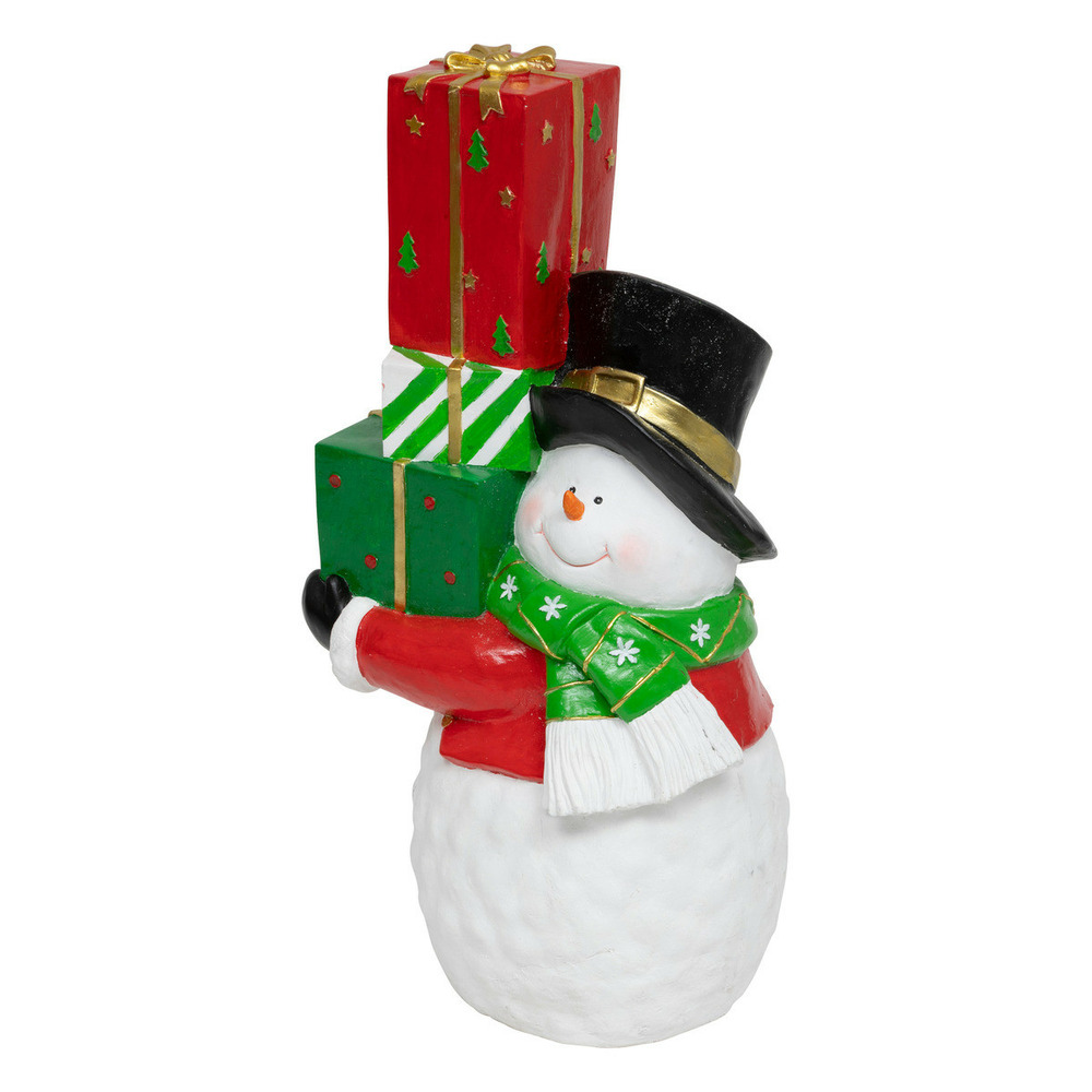 Déco de noël grand bonhomme de neige avec paquets cadeaux h 76 cm
