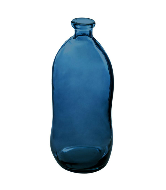 Vase bouteille en verre recyclé bleu orage h 73 cm