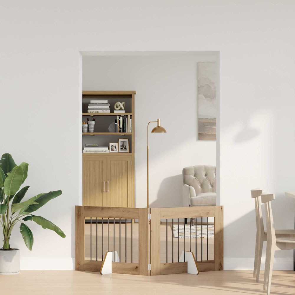 Barrière de sécurité chien bois intérieur modulable 160,5cm chêne artisanal