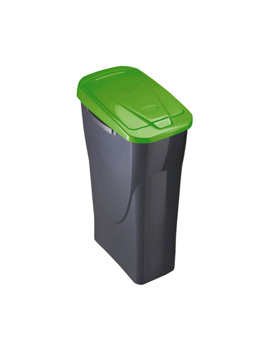 Poubelle 15 litres ecobin avec couvercle noir/vert 31x20x42cm mondex