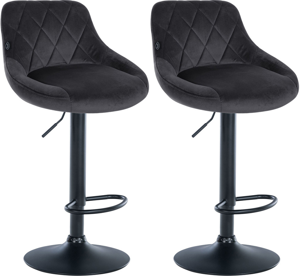 Lot de 2 tabourets de bar lazio velours noir