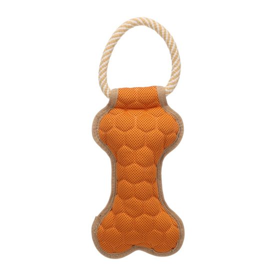 Jouet mesci os avec corde pour chien, textile orange, 33 cm - flamingo