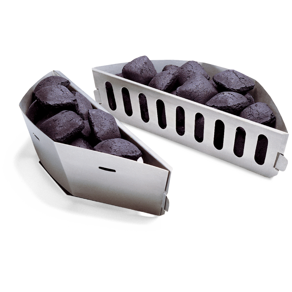 Panier à charbon pour barbecue couleur aluminium 35x12,5x7,8 cm - x 2
