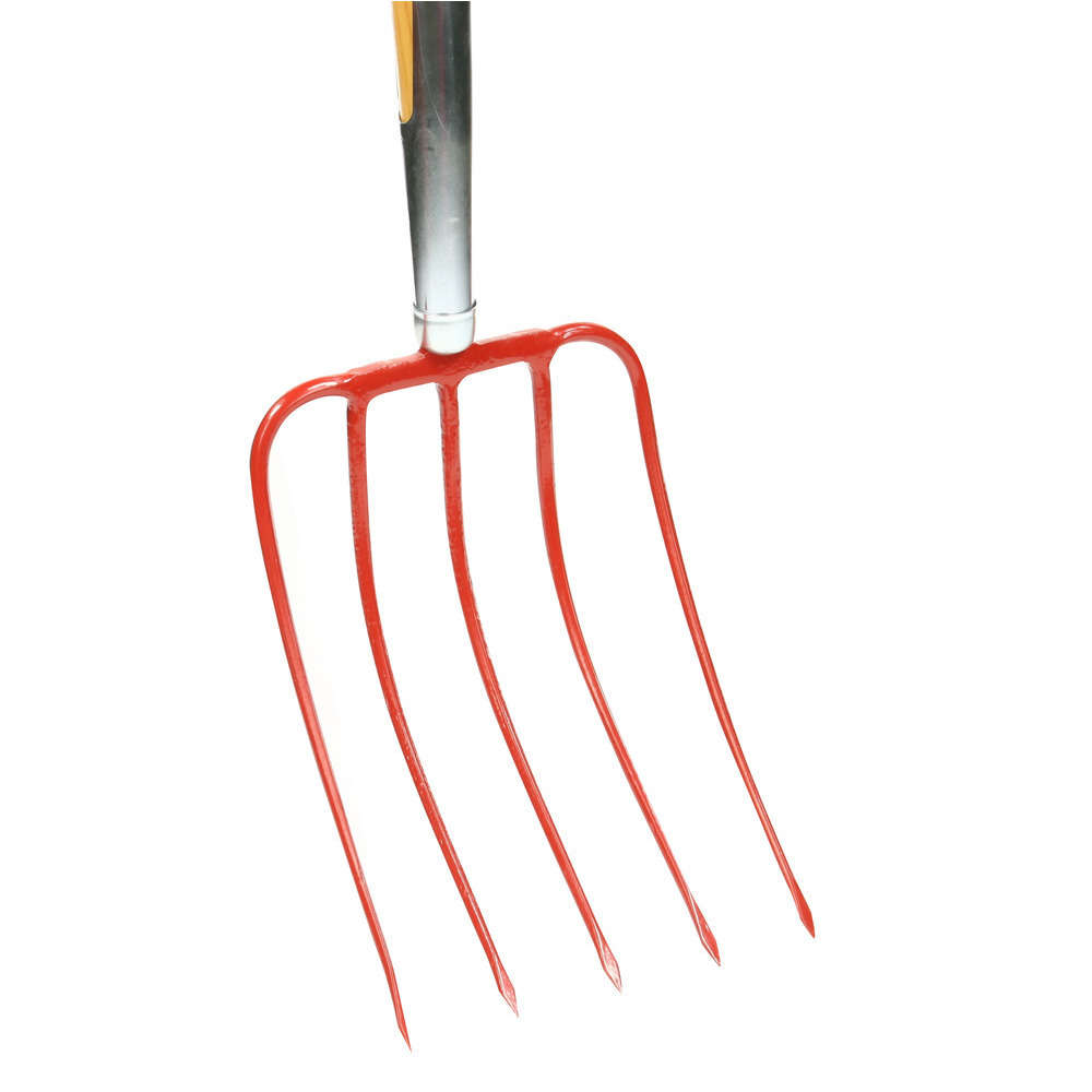 Fourche à compost: Tête acier 5 dents L. 22xl. 20cm mche bois l. 130cm