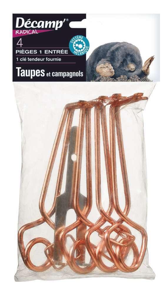 Pièges à taupes avec tendeur lot de 4 pièges