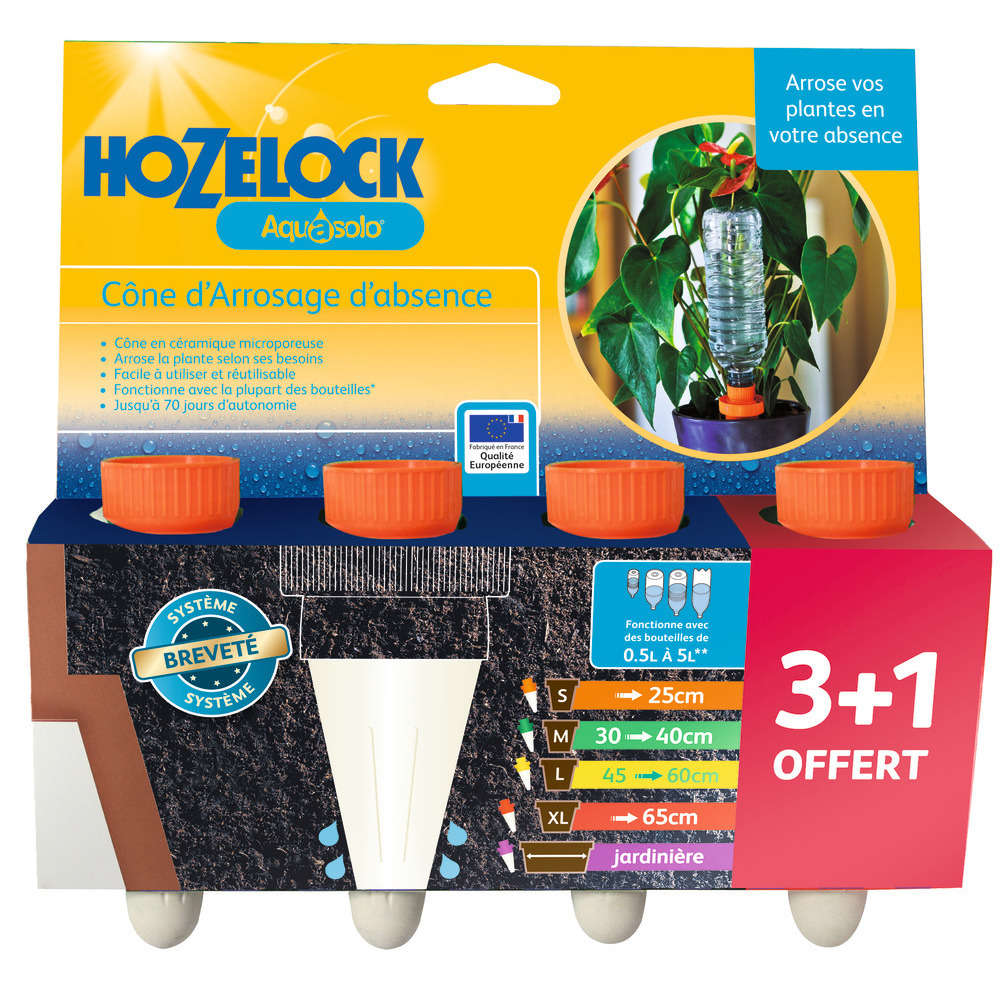 Cône d'Arrosage d'absence : jusqu'à 25 cm 7 cl - S, orange - Pack 3+1