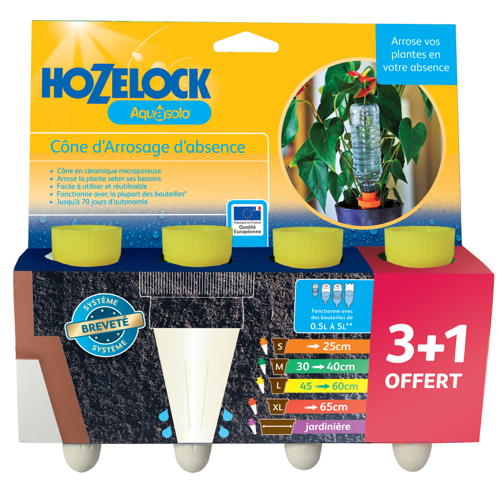 Cône d'Arrosage d'absence : 45 à 60 cm 30 cl : L, jaune - Pack 3+1