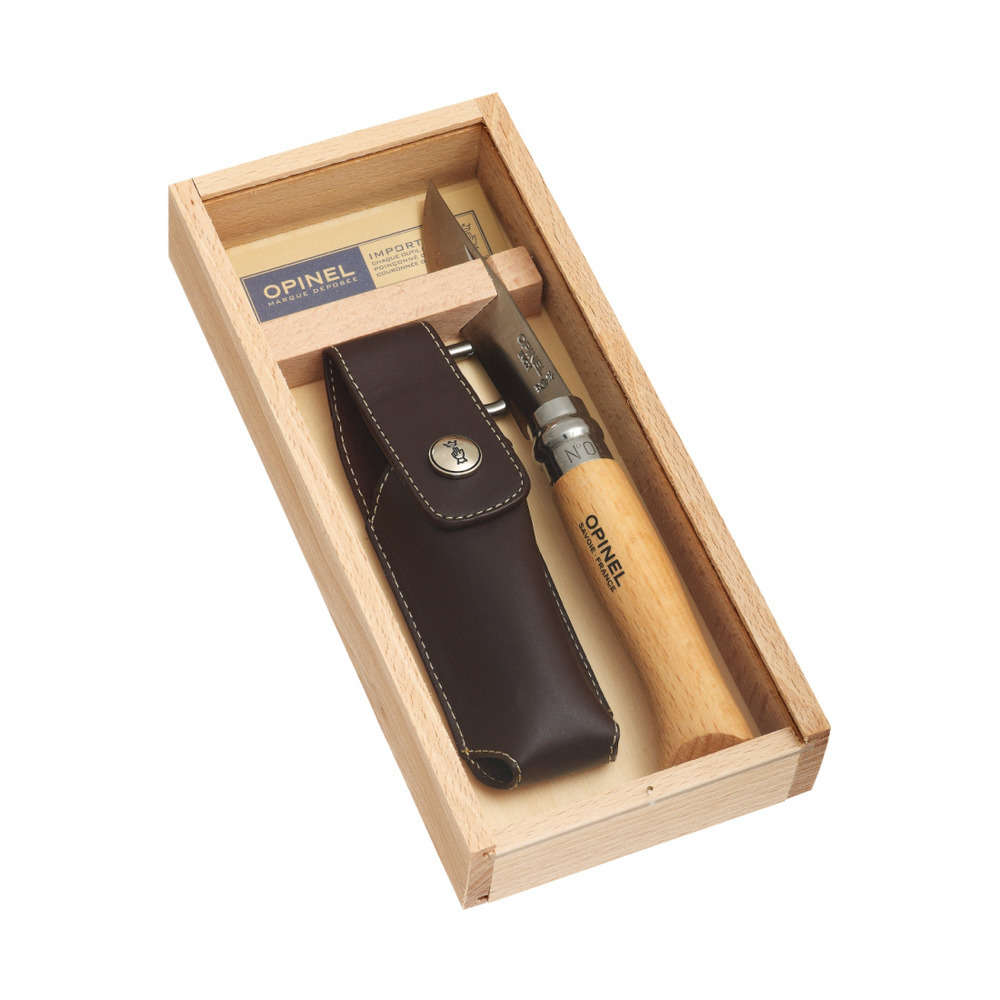 Couteau n°8 multiusage avec gaine lame en inox et manche en bois