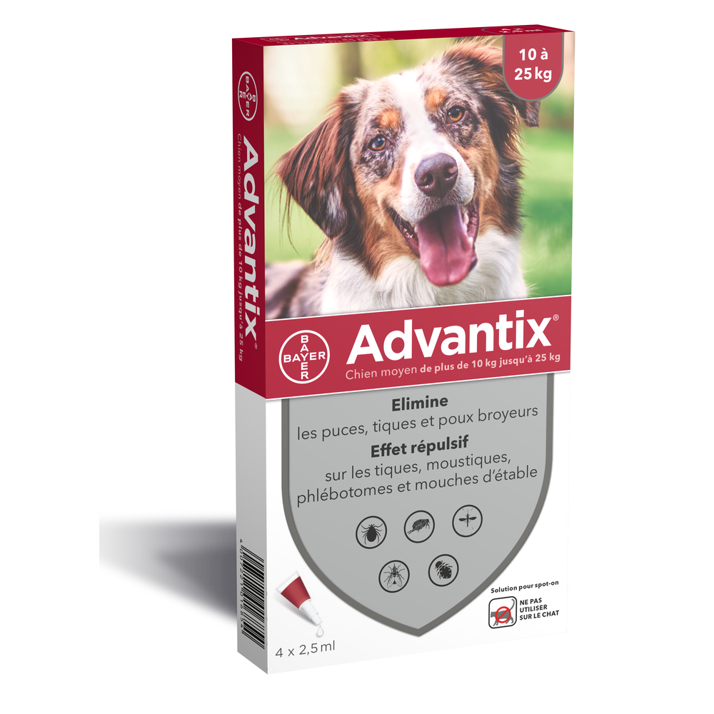 Pipette antiparasitaire chien moyen advantix x4