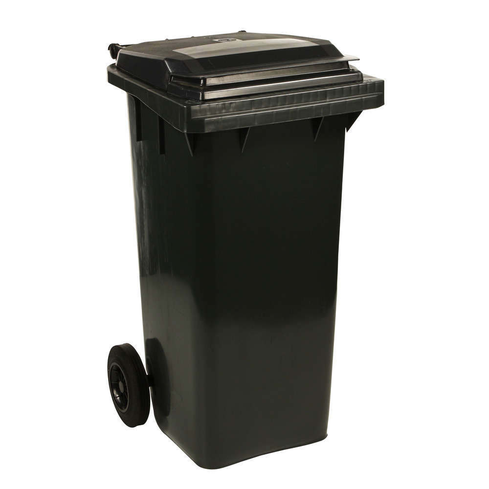 Poubelle conteneur avec roulettes : anthracite, 120L