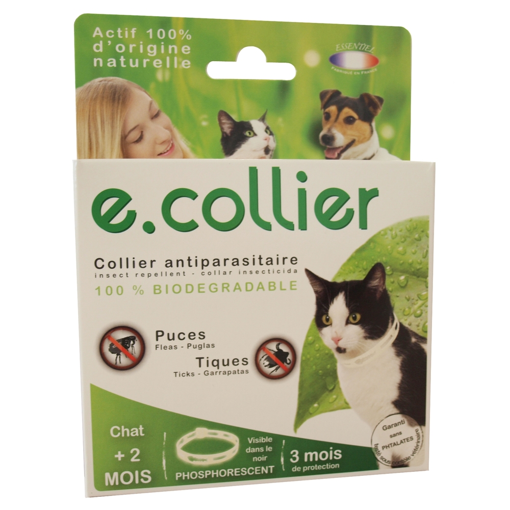 Collier antiparasitaire chat essentiel phosphorescent 35cm