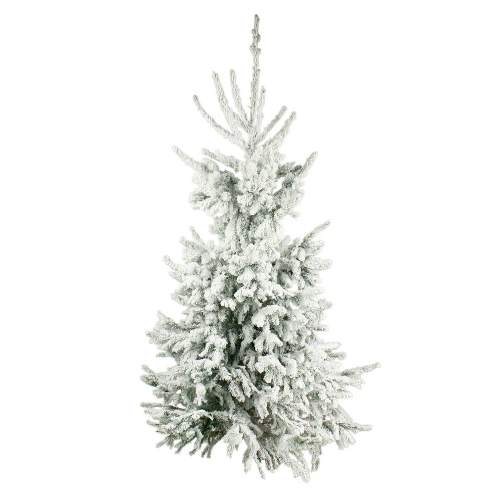 Sapin de Noël floqué Epicea - blanc ignifugé : 70/80 cm buché