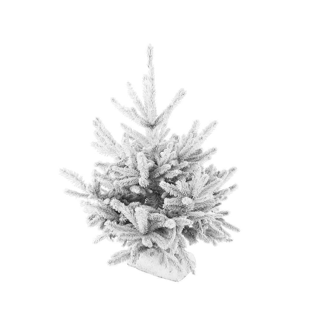 Sapin de Noël glacé Robin® - blanc : 40/60cm buché