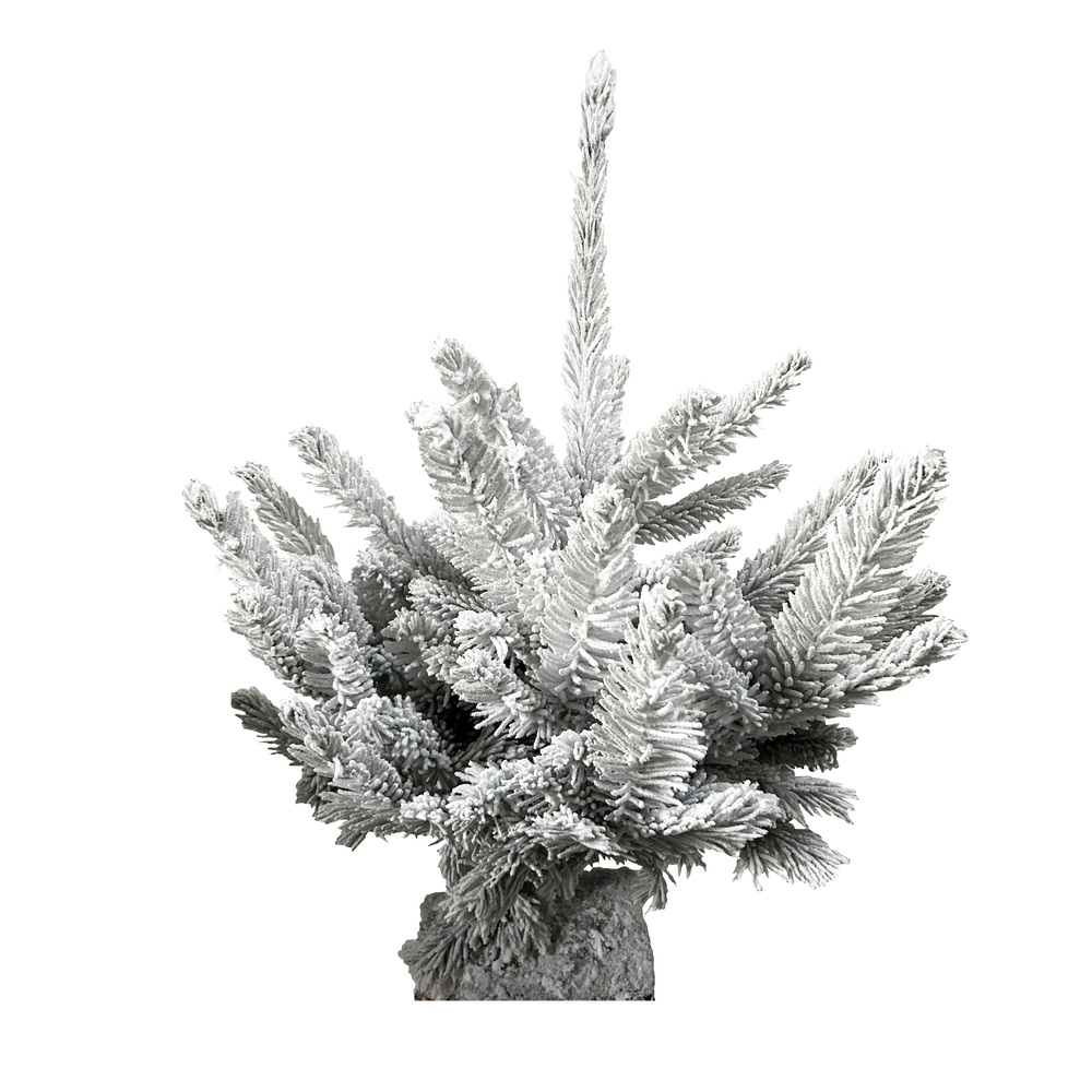 Sapin de Noël glacé Robin® - blanc : 70/80 cm buché