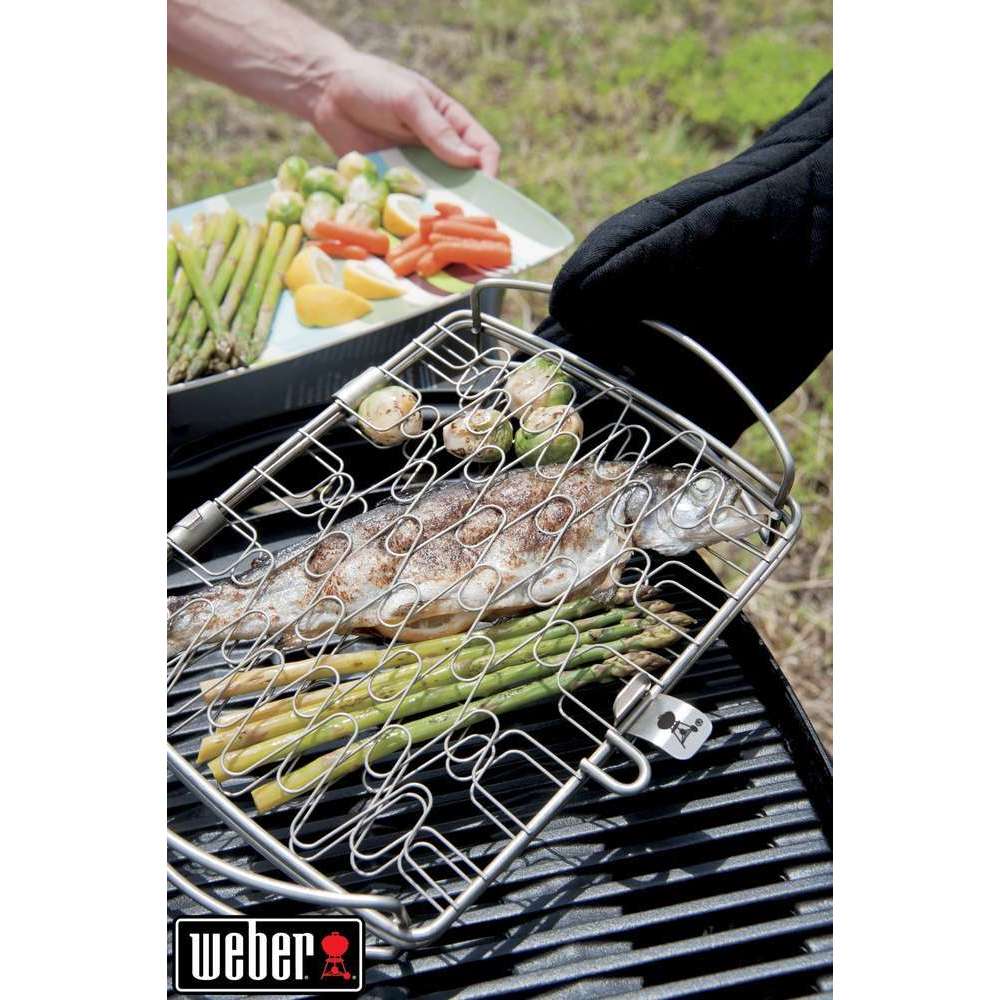 Grand panier à poisson flexible pour barbecue en inox - 46x28,4 cm
