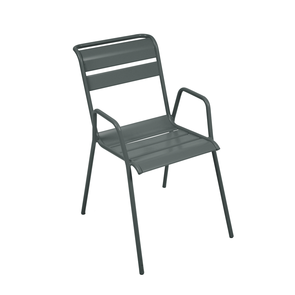 Fauteuil de jardin Bridge MONCEAU gris orage en acier - 64,5x52x85 cm