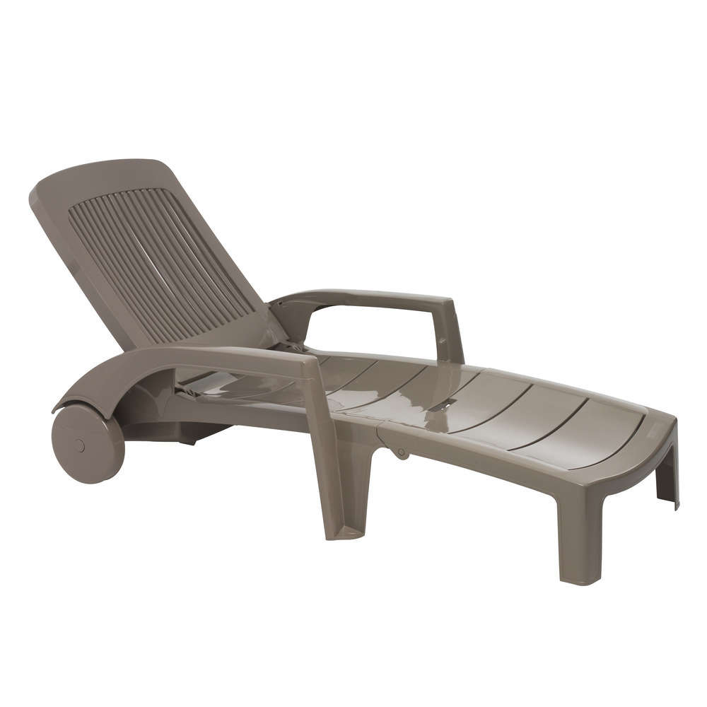 Bain de soleil Fidji Evolution II en polypropylène taupe 187x73x28 cm