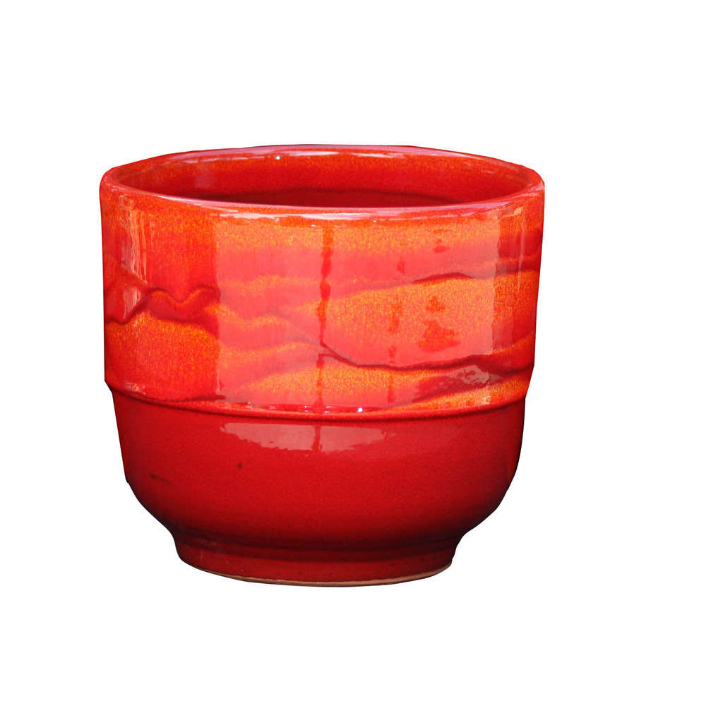 Pot d'intérieur Vase à rebord T. C émaillée Soleil couchant Ø35x33cm