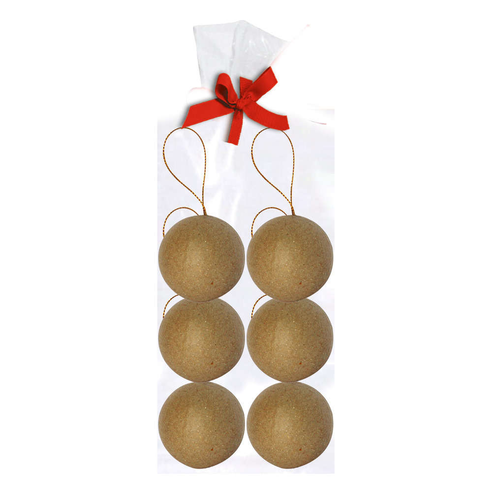 Sachet de 6 boules, en papier maché Ø 6,5 cm