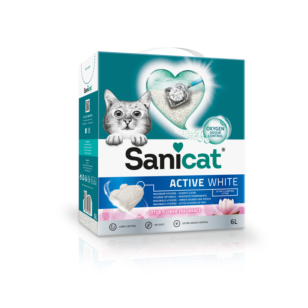 Litière pour chat Active white - Parfum fleur de Lotus 6L