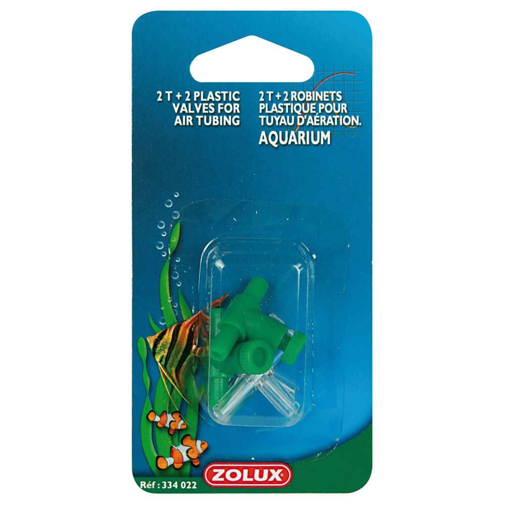 Tuyau d'aération pour aquarium : 2 T + 2 robinets plastique
