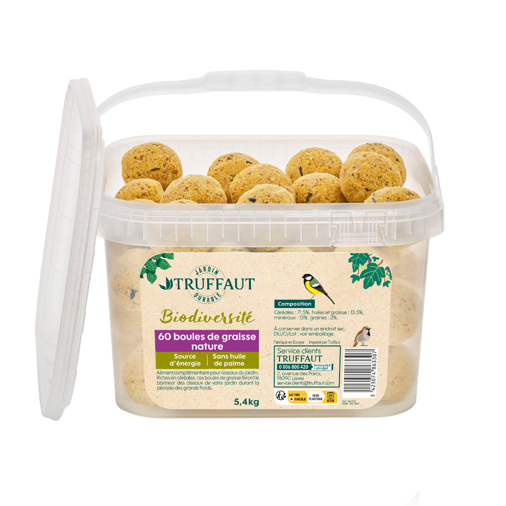 Boules de graisse pour oiseaux du jardin - Lot de 60 - 5,4 kg