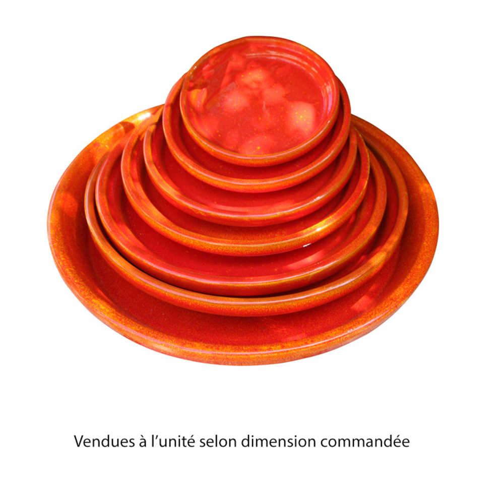 Soucoupe d'intérieur en terre cuite émaillée Soleil Couchant Ø 26cm