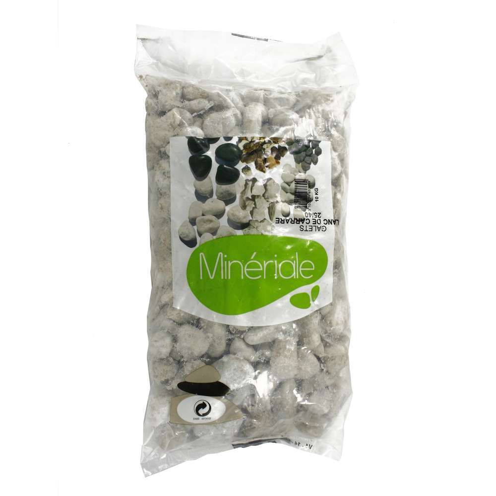 Galets de marbre Carrare 25/40, blanc - 10 kg