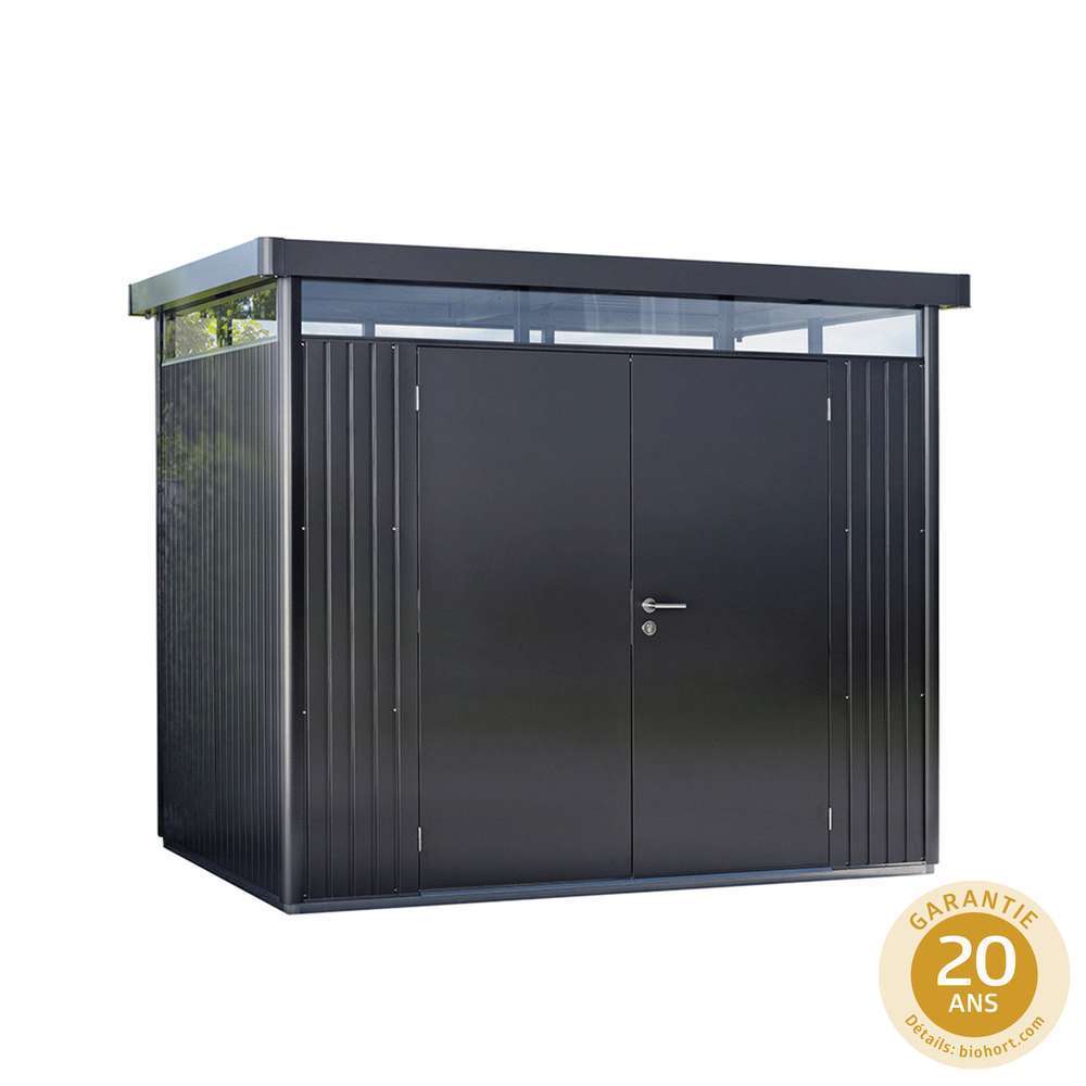 Abri de jardin en métal 2 portes Highline gris - 6,35 m²