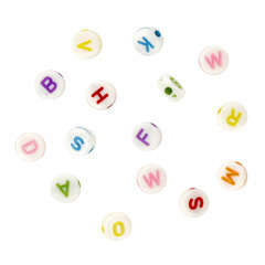 Perles acryliques Lettres rondes (3mm), assortiment 8 coloris - 40 g