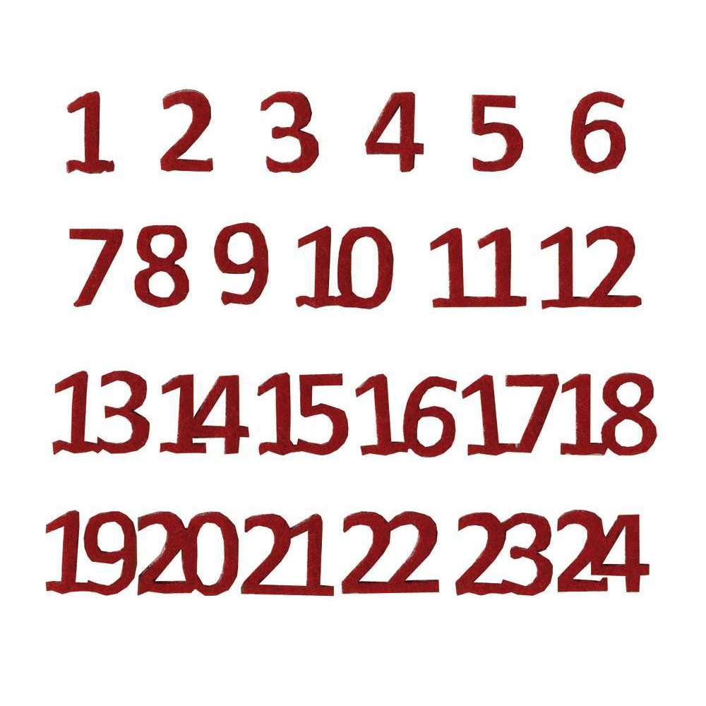 Feutre autocollants - Chiffres rouges et blancs 1 à 24