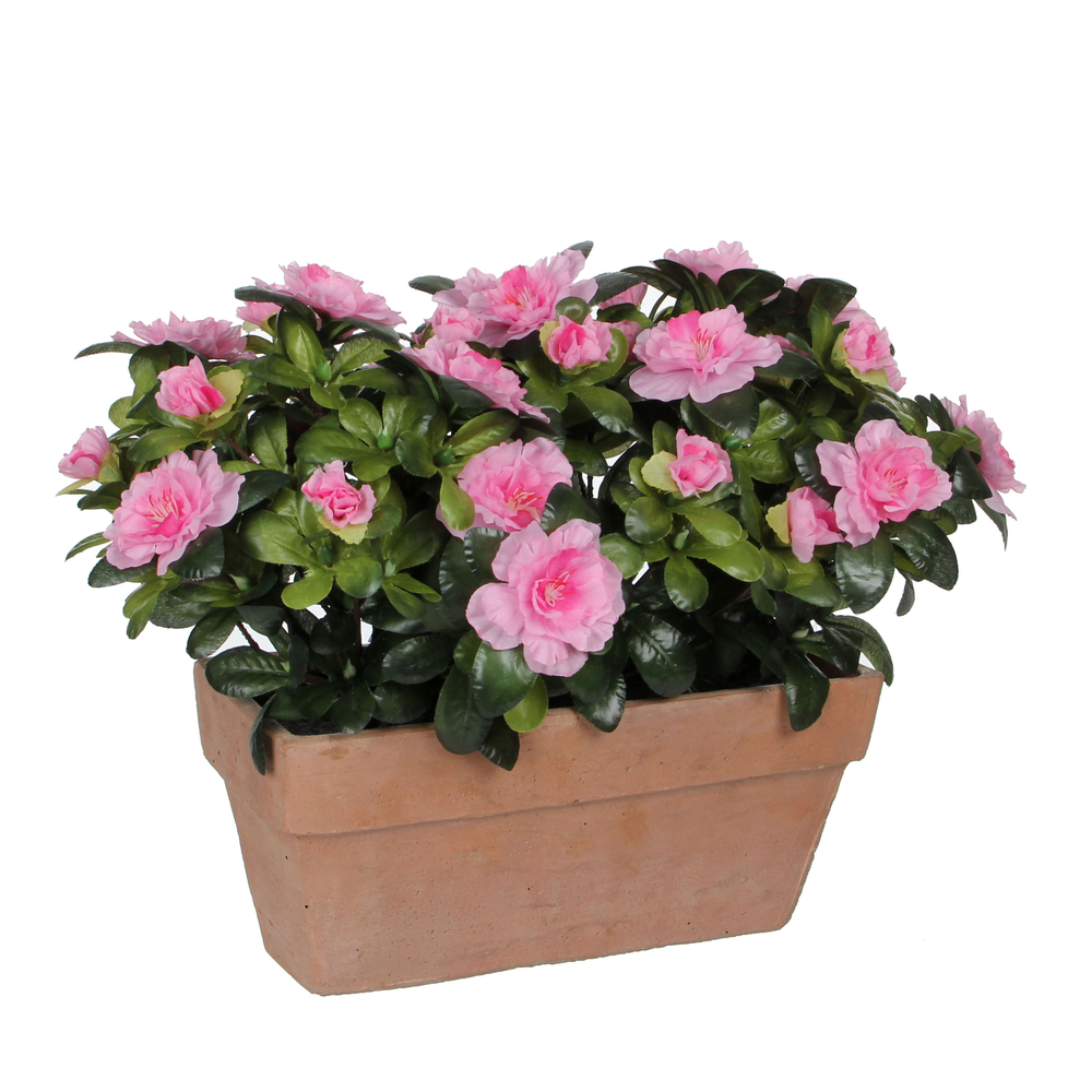 Plante artificielle : Jardinière azaléa rose L. 29 x H. 27 cm