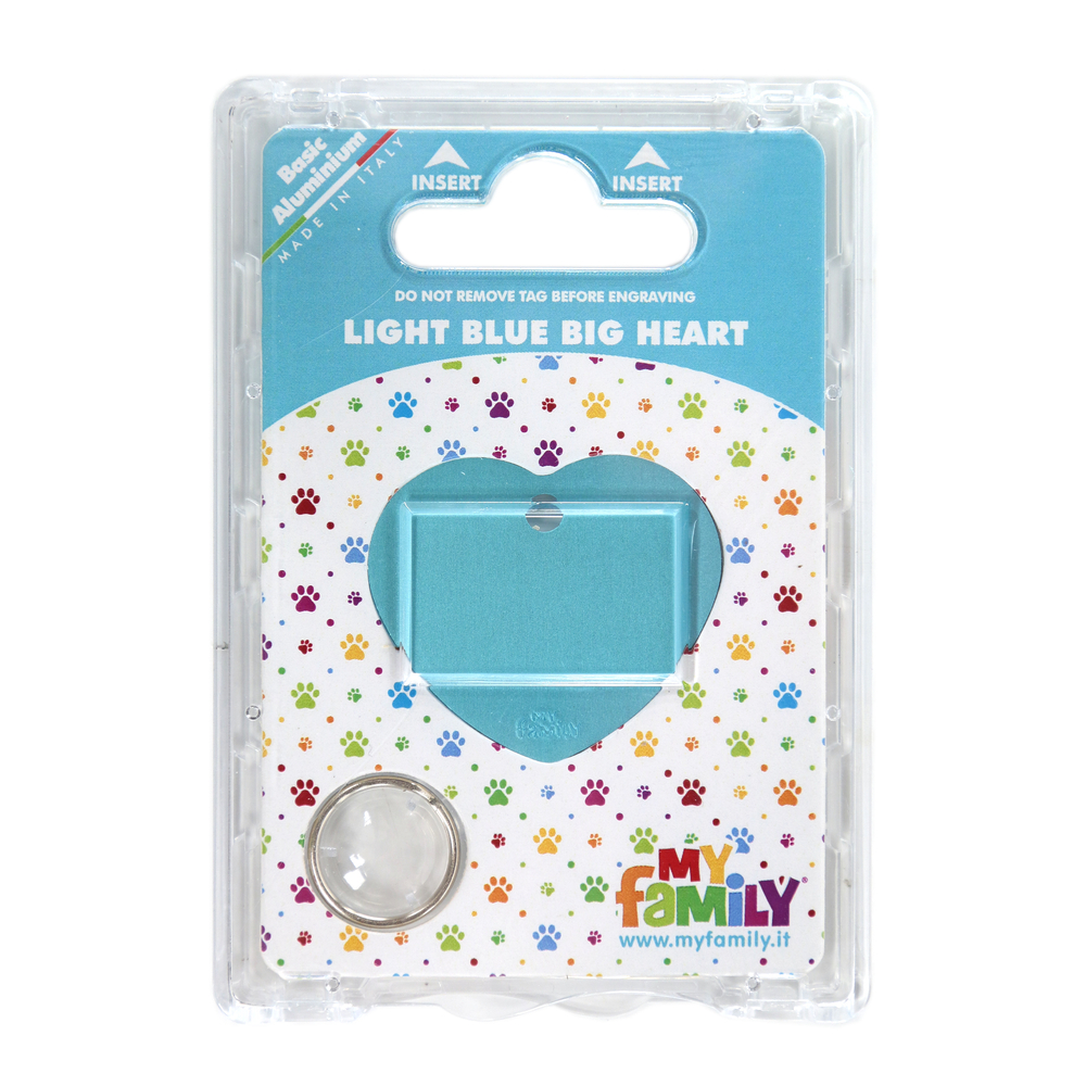 Médaille MyFamily Basic, en aluminium - Grand cœur, azur