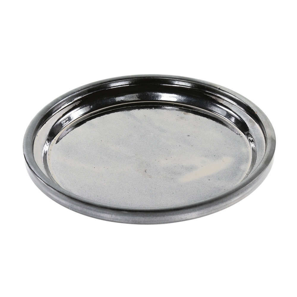 Soucoupe d'intérieur en terre cuite émaillée, coloris métal Ø 34 cm