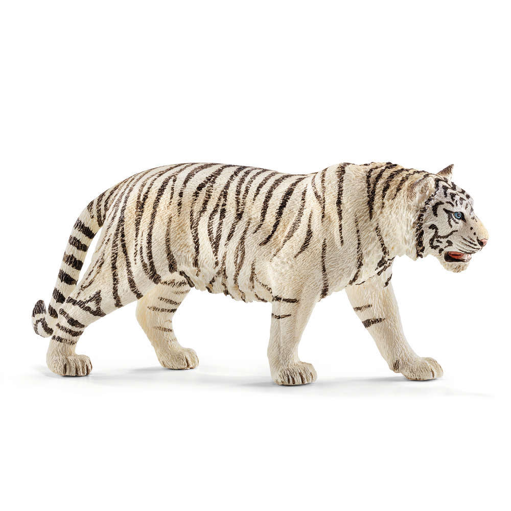 Figurine tigre blanc mâle en plastique injecté – 13x6x3 cm