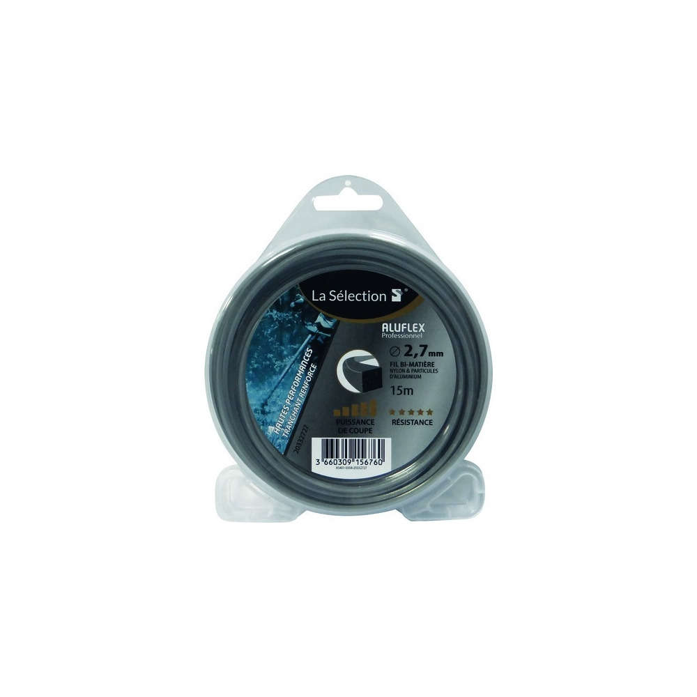 Fil Nylon Renforcé Alu Carré 15M 3Mm Dévidoir