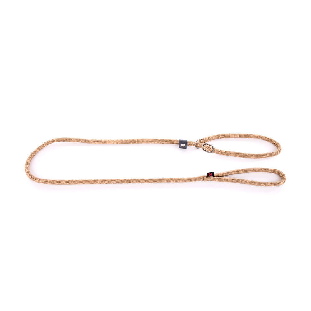Laisse collier semi étrangleur, en nylon: rond beige L. 180 cm