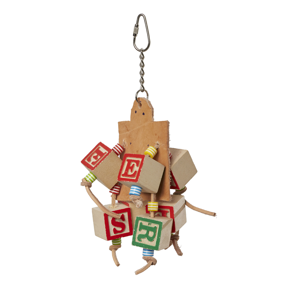 Jouet cubes bois pour grande perruche et perroquet : H40 cm