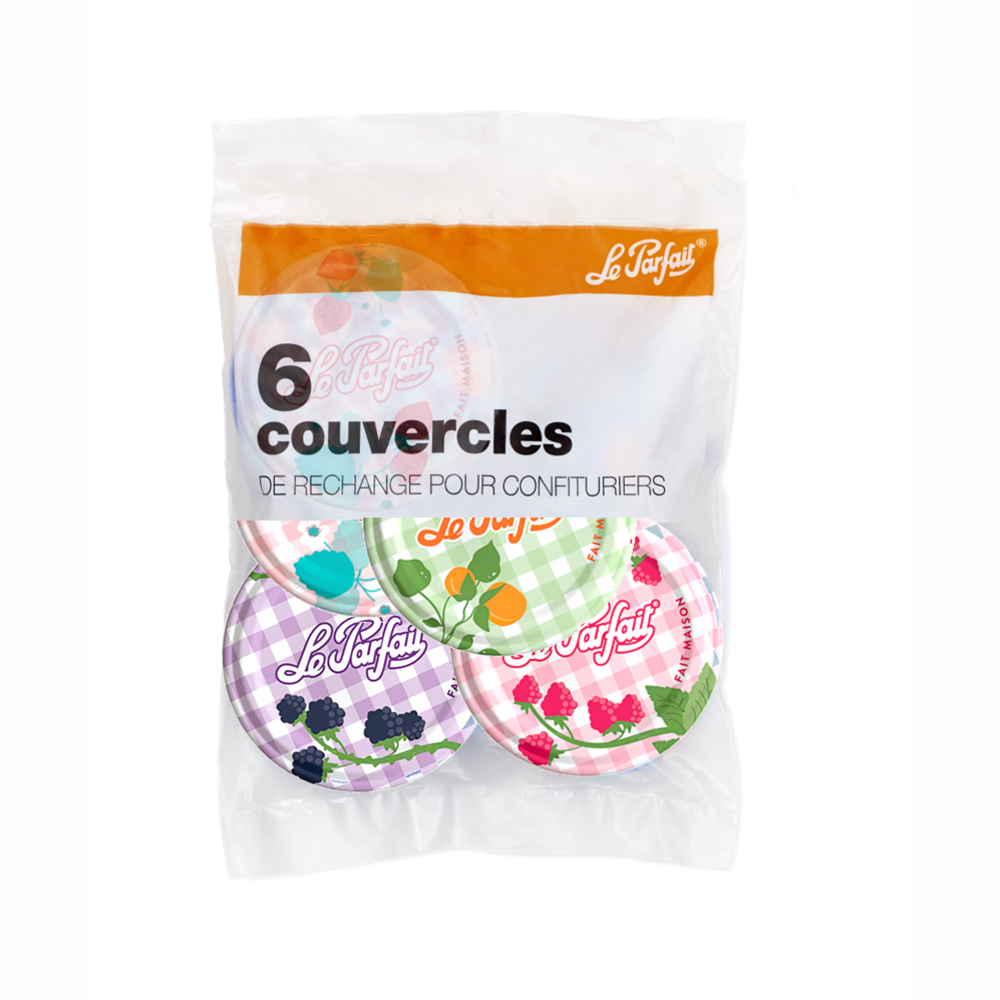 Lot de 6 couvercles de rechange pour confituriers - D8,2cm.