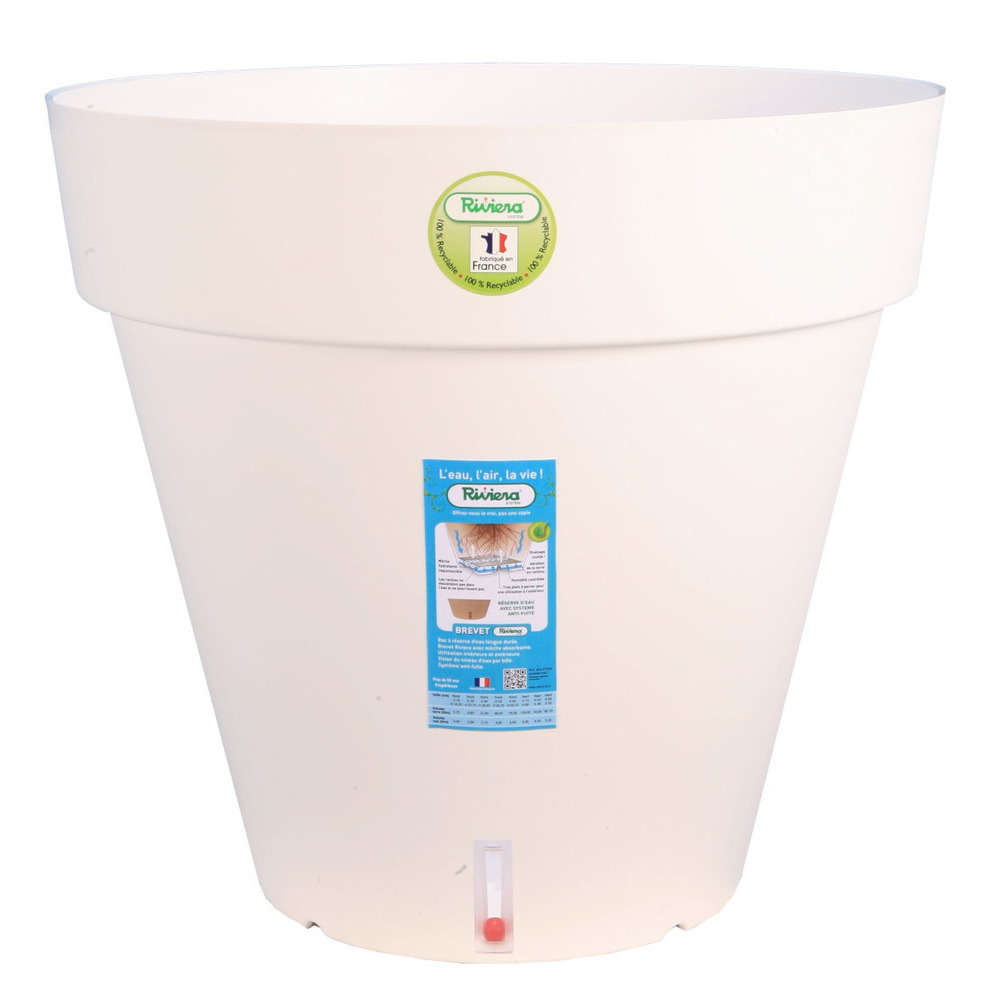 Pot Loft Réserve d'eau Polypropylène 100% recyclable Blanc Ø29xH. 27cm