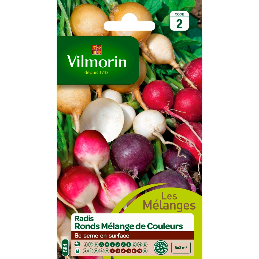 Graines de radis ronds melange de couleurs en sachet