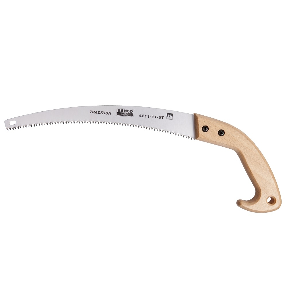 Scie arboricole à lame courbe et manche en bois de hêtre - 28 cm