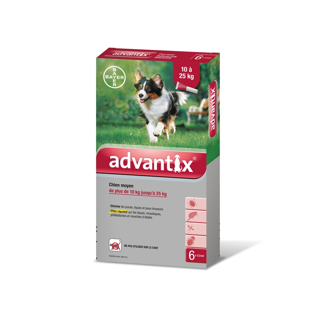 Pipette antiparasitaire chien moyen advantix x6