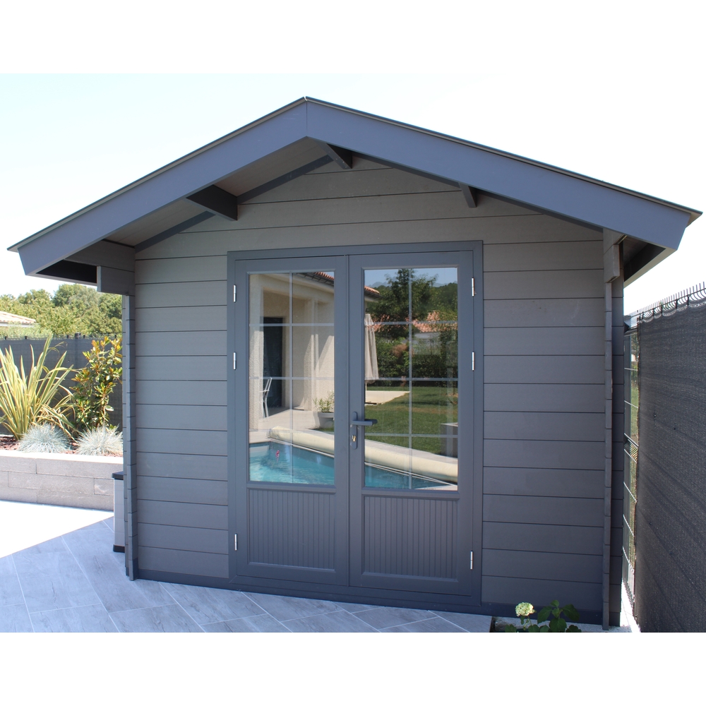 Abri de jardin en composite 2 portes gris - 7,68 m²
