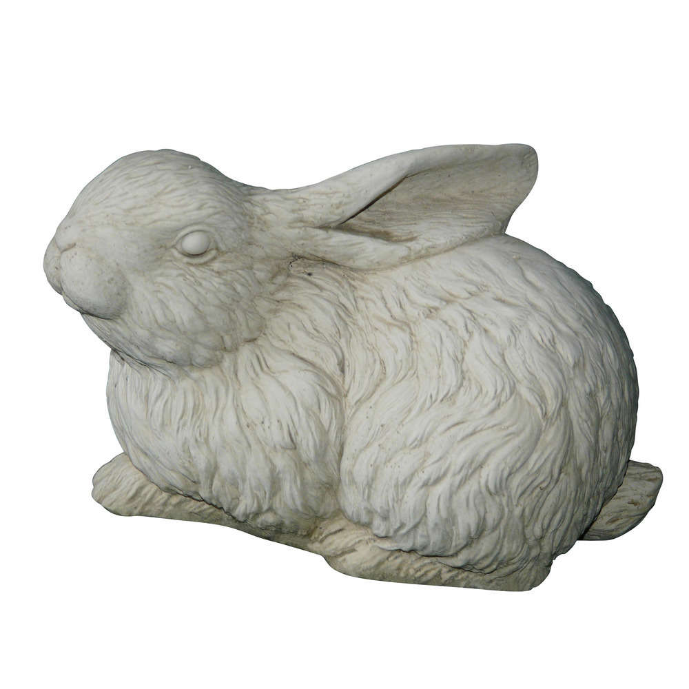 Lapin couché en pierre reconstituée - H. 17 cm