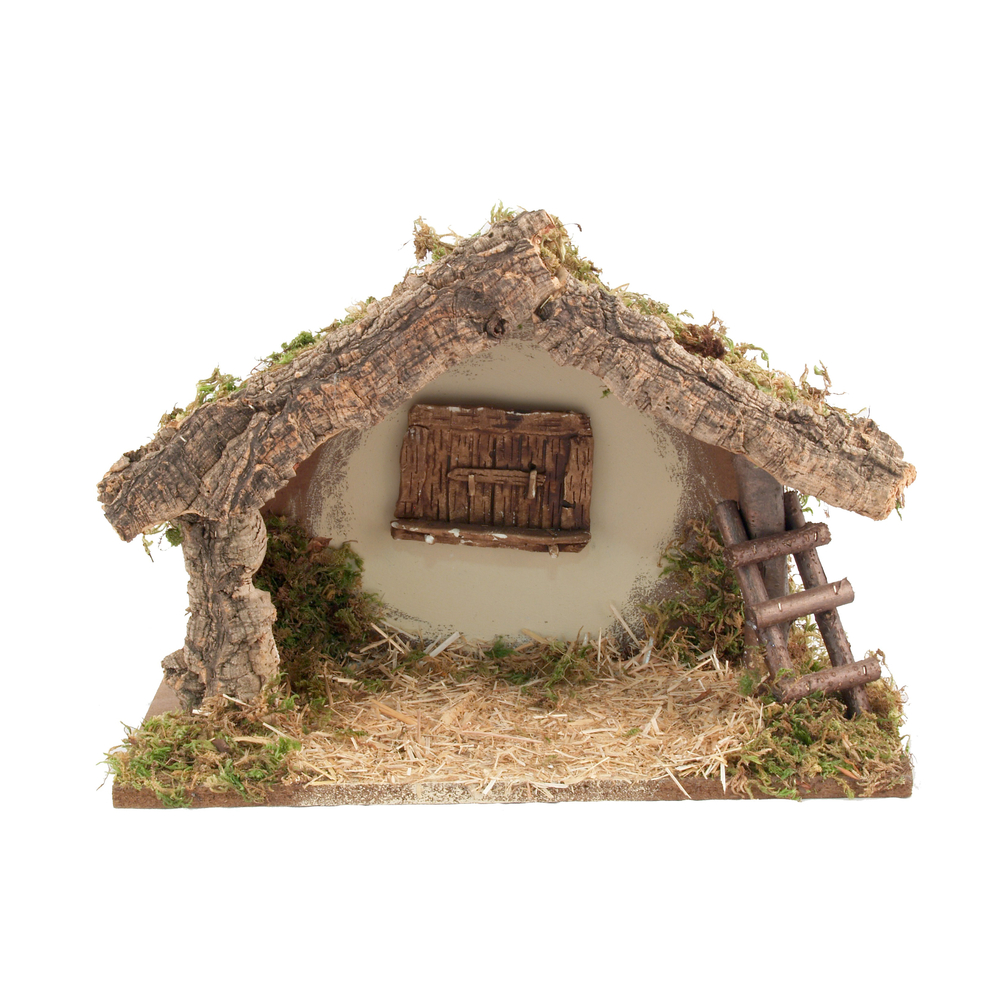 Crèche bois liège et mousse 32x16x26cm