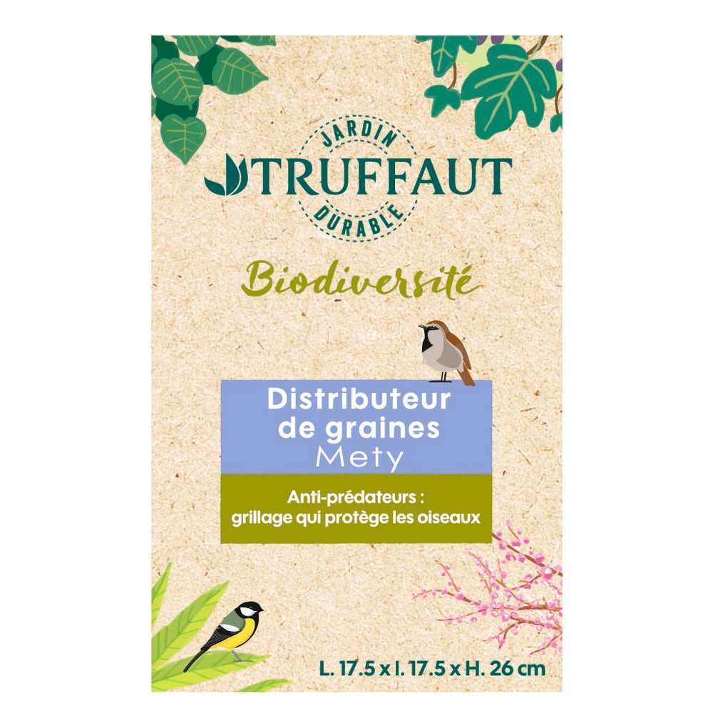 Distributeur de graines Mety en métal pour oiseaux du jardin